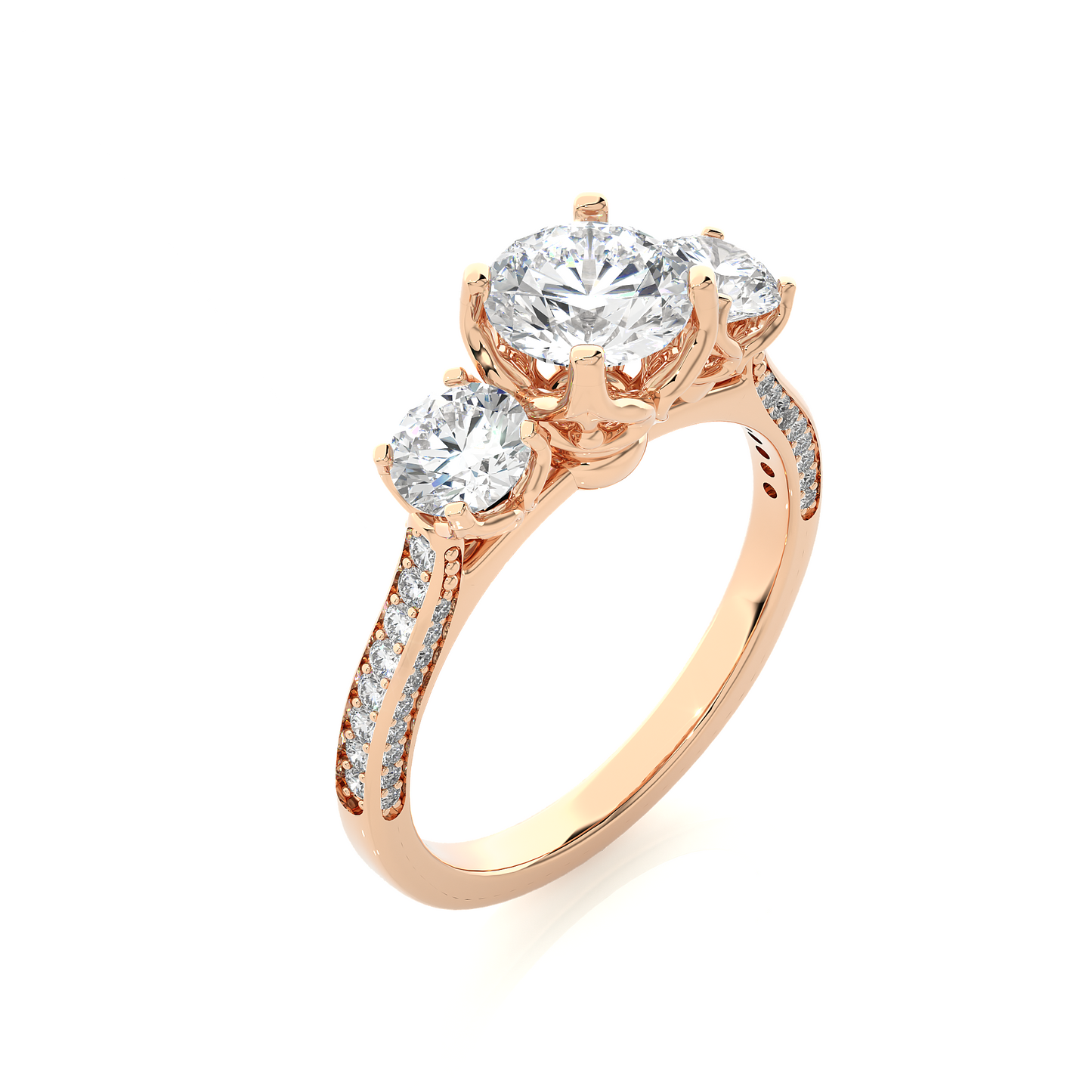 Lab Grown / Moissanite Diamond Three Stone Engagement Ring