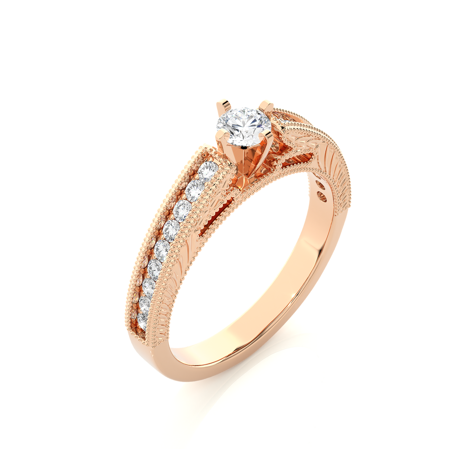 Round Cut Lab / Moissanite Diamond Engagement Ring