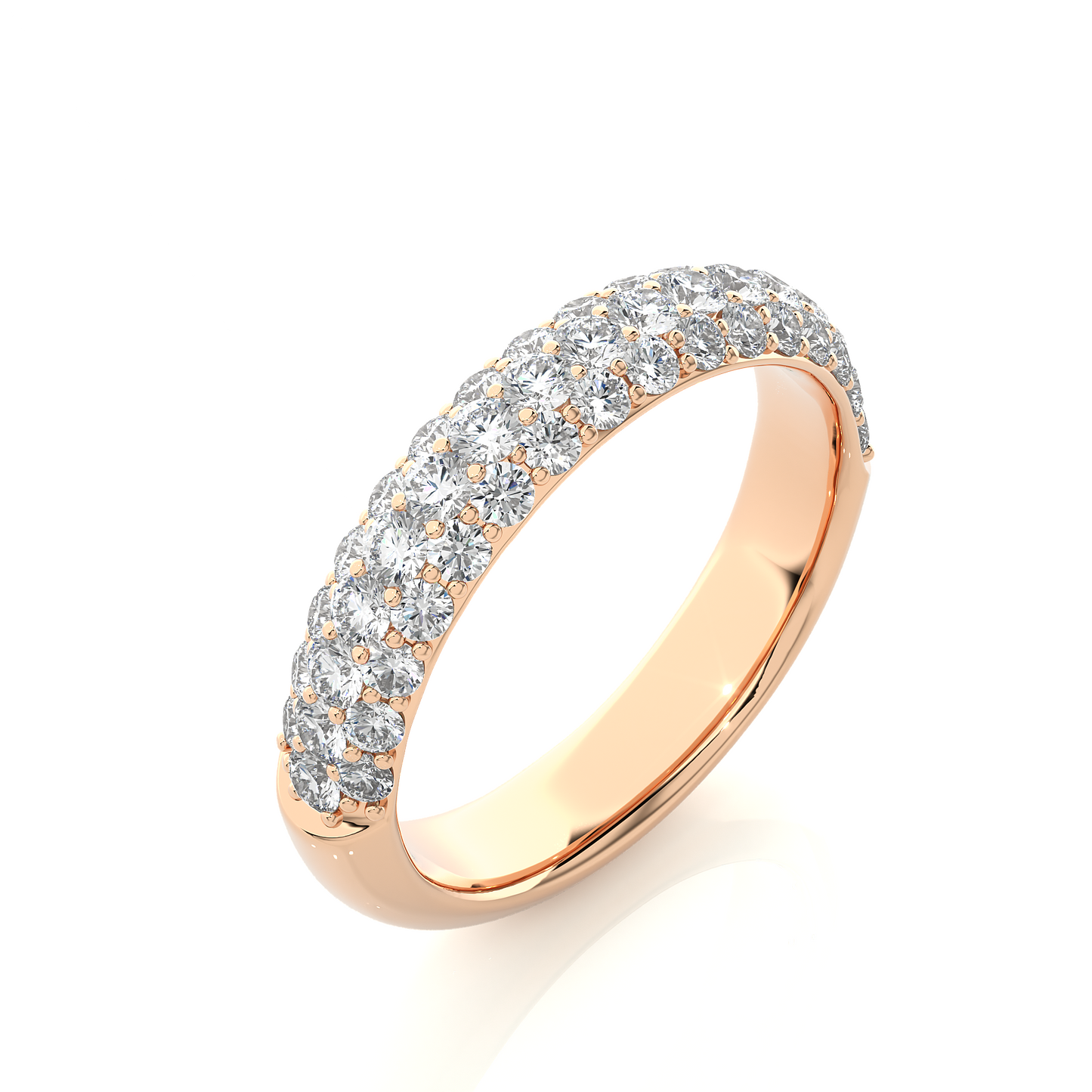 Diamond Pavé Half Eternity Ring – Vermeil Gold Wedding Band | Lab Grown Diamond / Moissanite