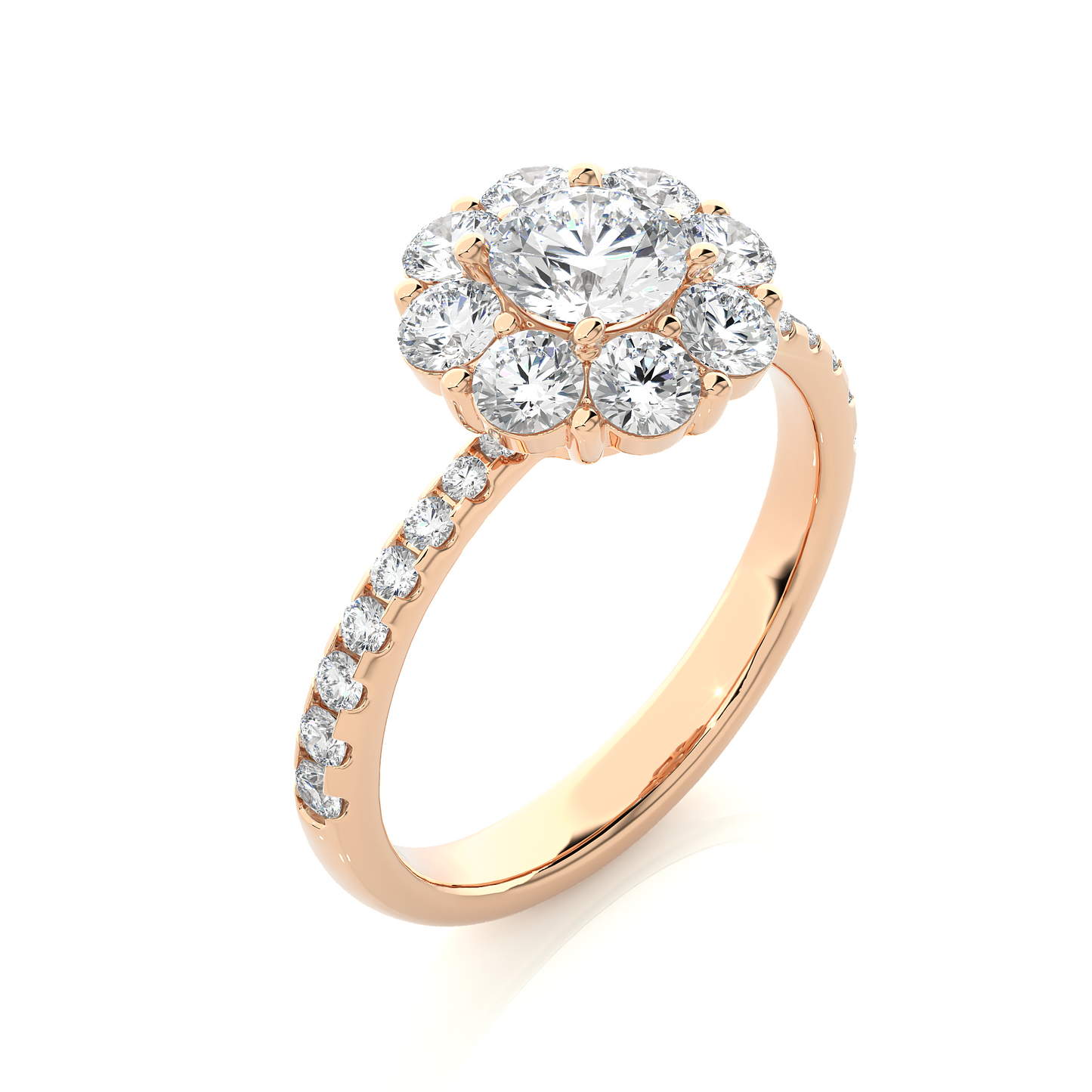 Floral Cluster Moissanite Lab Diamond Vermeil Ring