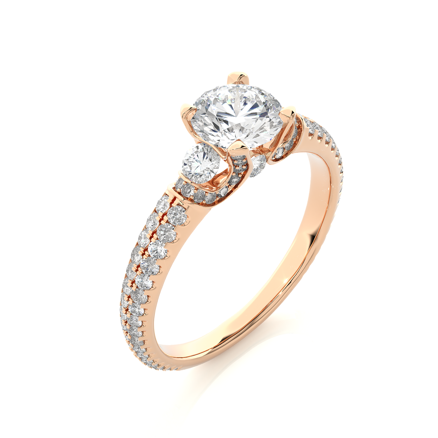 Three Stone Lab Grown Diamond Engagement Ring