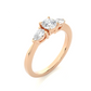 Three Stone Round Lab & Moissanite Diamond Engagement Ring With Pear Side Stones