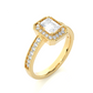Emerald Cut Halo Vermeil Moissanite Lab Diamond Ring