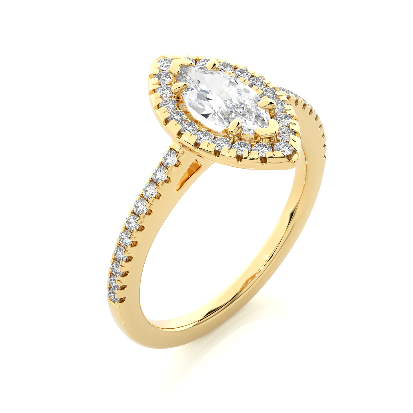 Marquise Halo Moissanite Lab Diamond Vermeil Ring