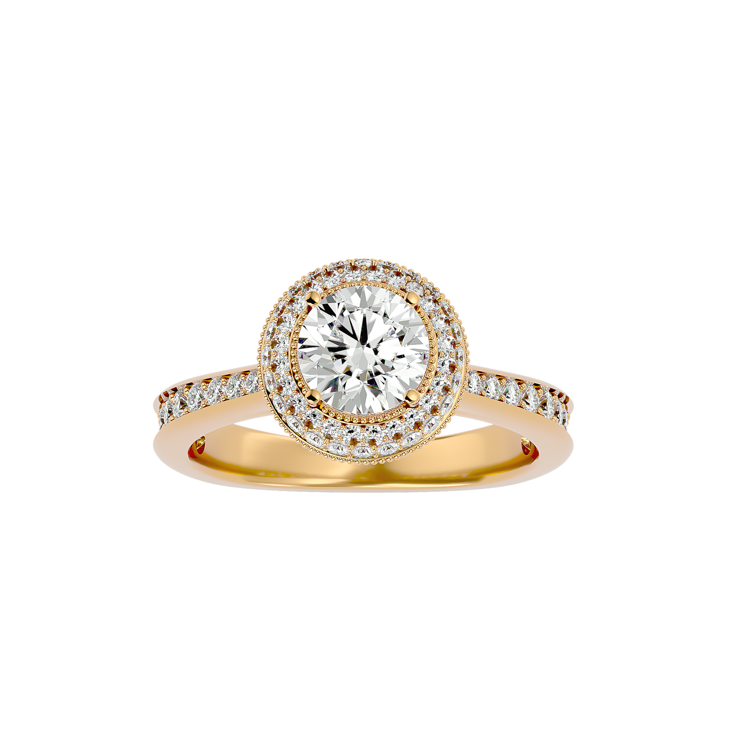 Vermeil Round Moissanite Lab Diamond Double Halo Ring