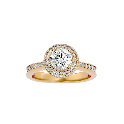 Vermeil Round Moissanite Lab Diamond Double Halo Ring