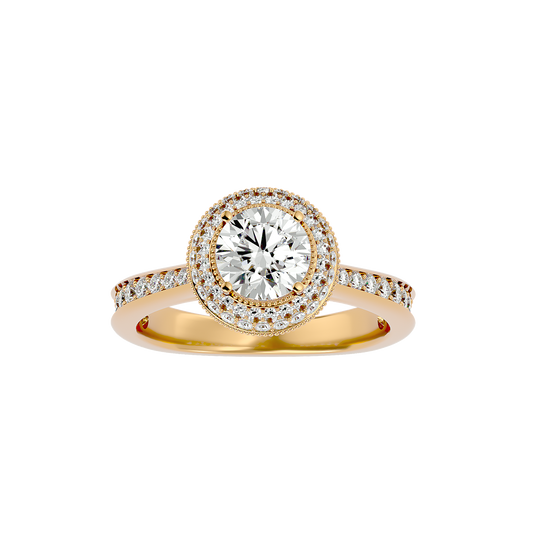 Vermeil Round Moissanite Lab Diamond Double Halo Ring