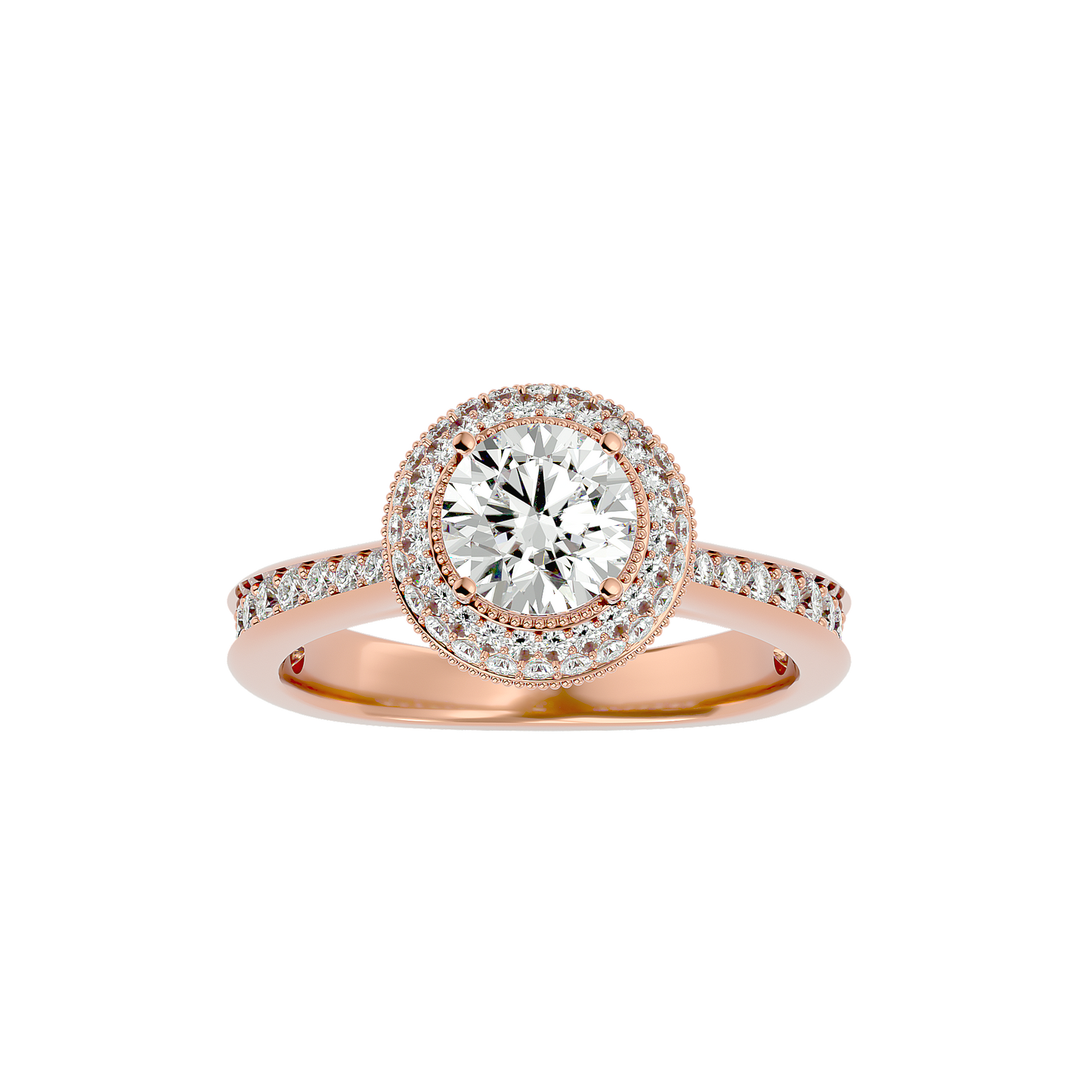 Vermeil Round Moissanite Lab Diamond Double Halo Ring