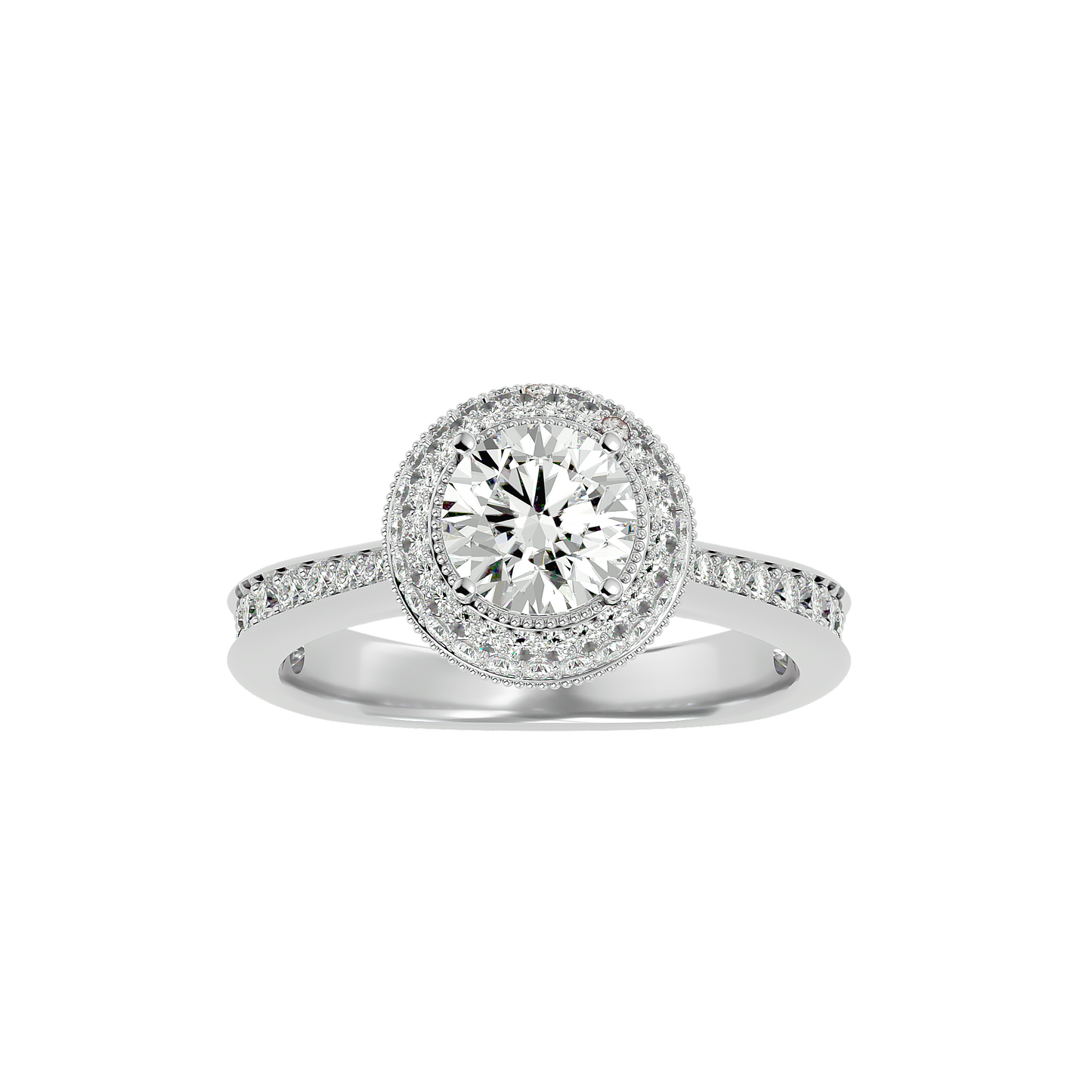 Vermeil Round Moissanite Lab Diamond Double Halo Ring