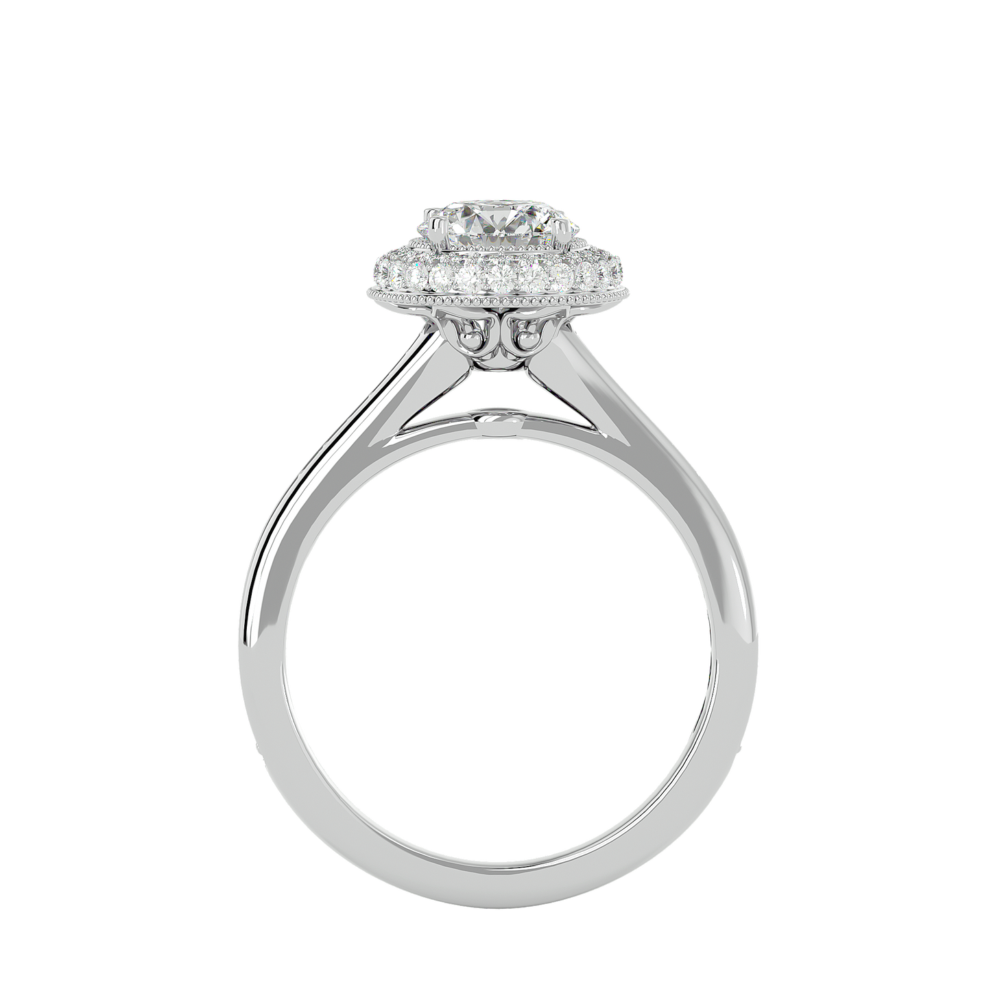 Vermeil Round Moissanite Lab Diamond Double Halo Ring