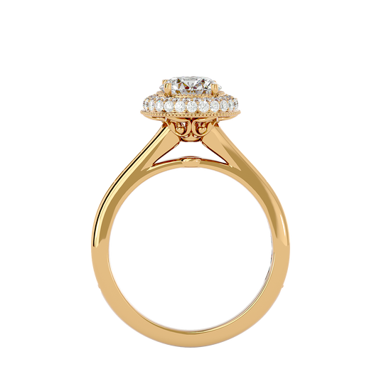 Vermeil Round Moissanite Lab Diamond Double Halo Ring