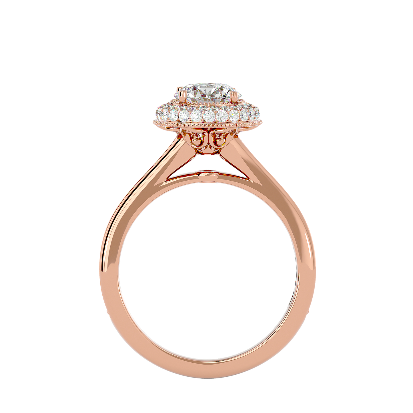Vermeil Round Moissanite Lab Diamond Double Halo Ring