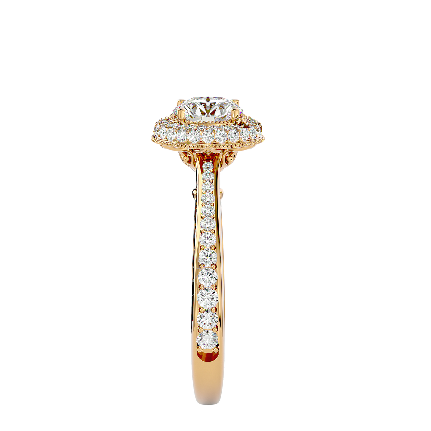 Vermeil Round Moissanite Lab Diamond Double Halo Ring