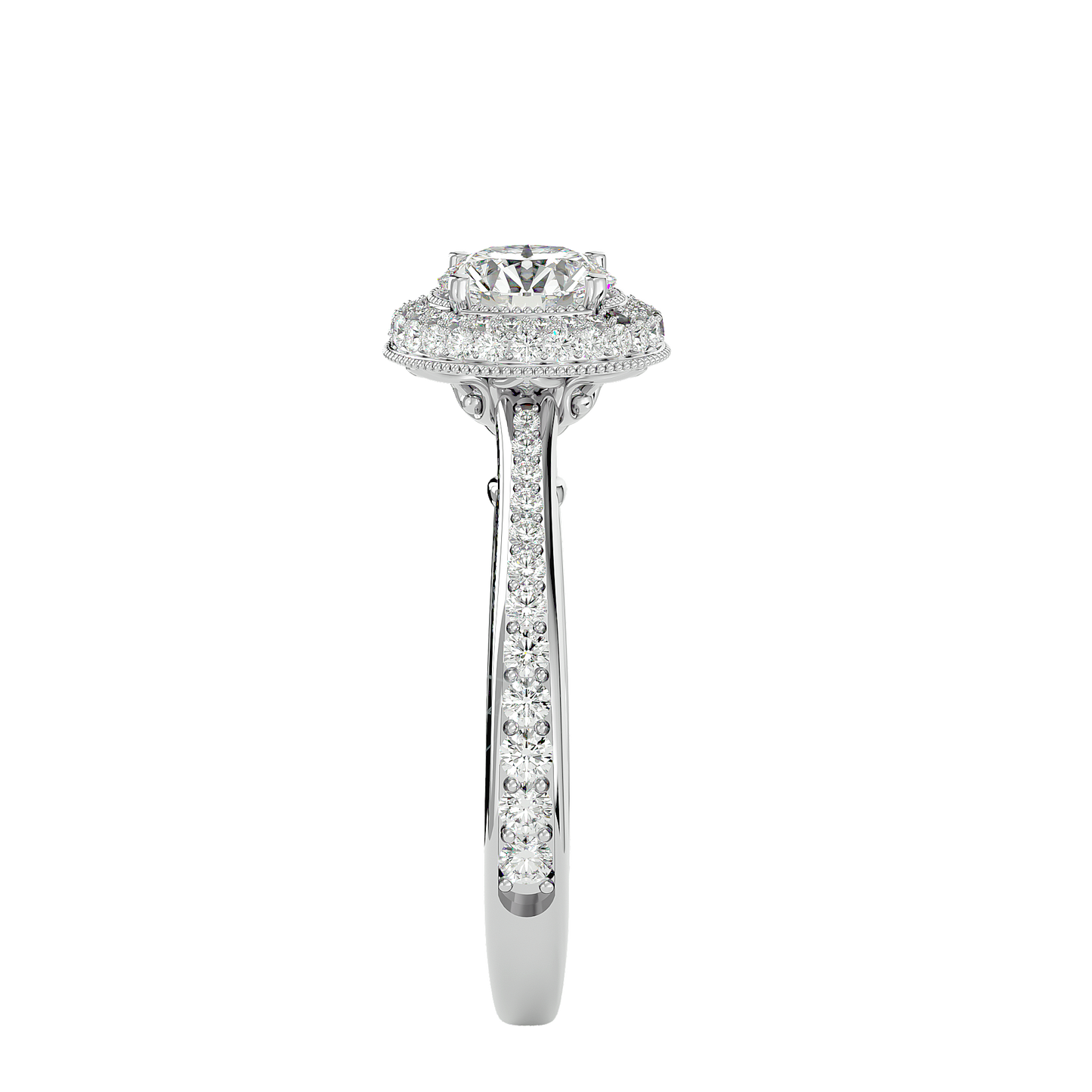 Vermeil Round Moissanite Lab Diamond Double Halo Ring