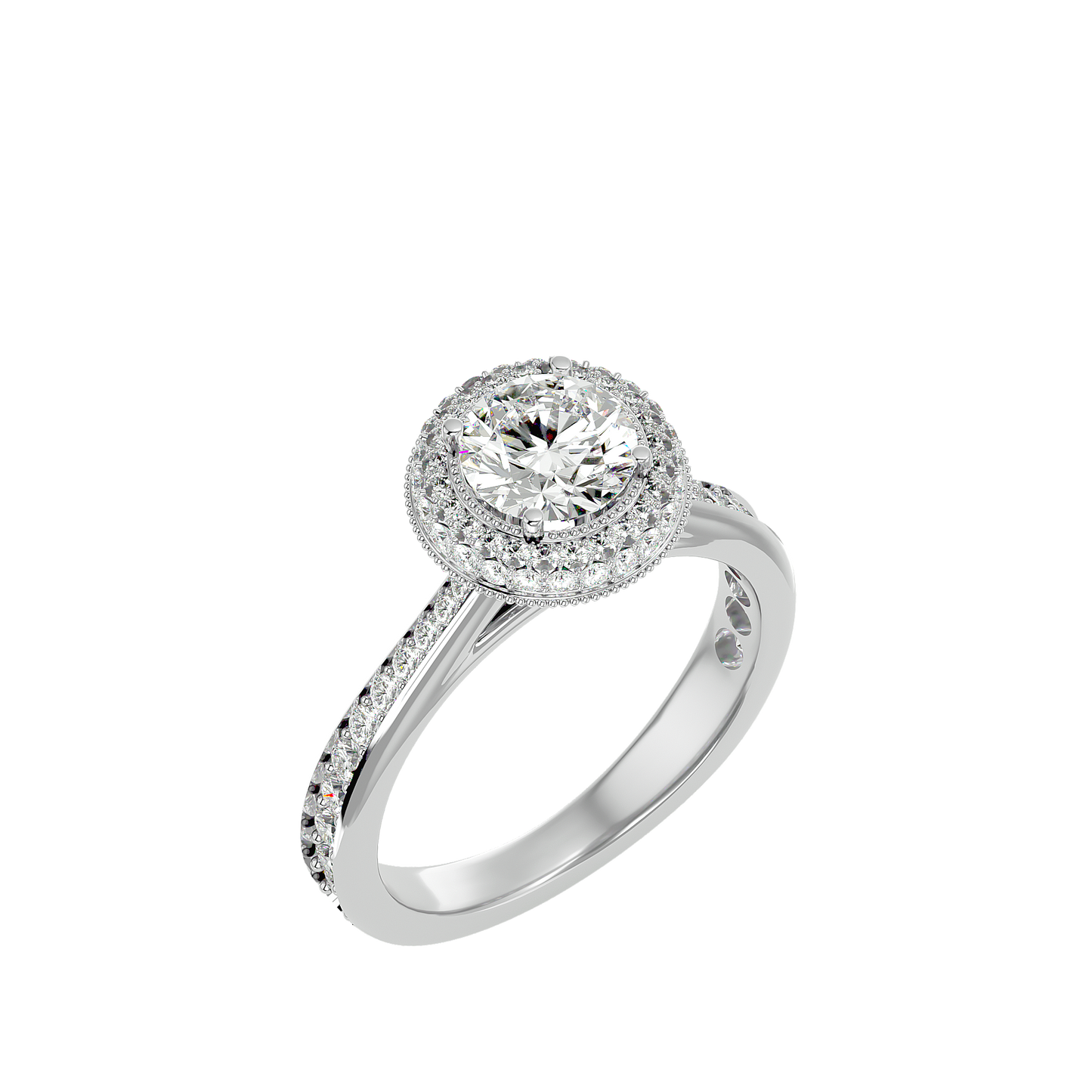 Vermeil Round Moissanite Lab Diamond Double Halo Ring