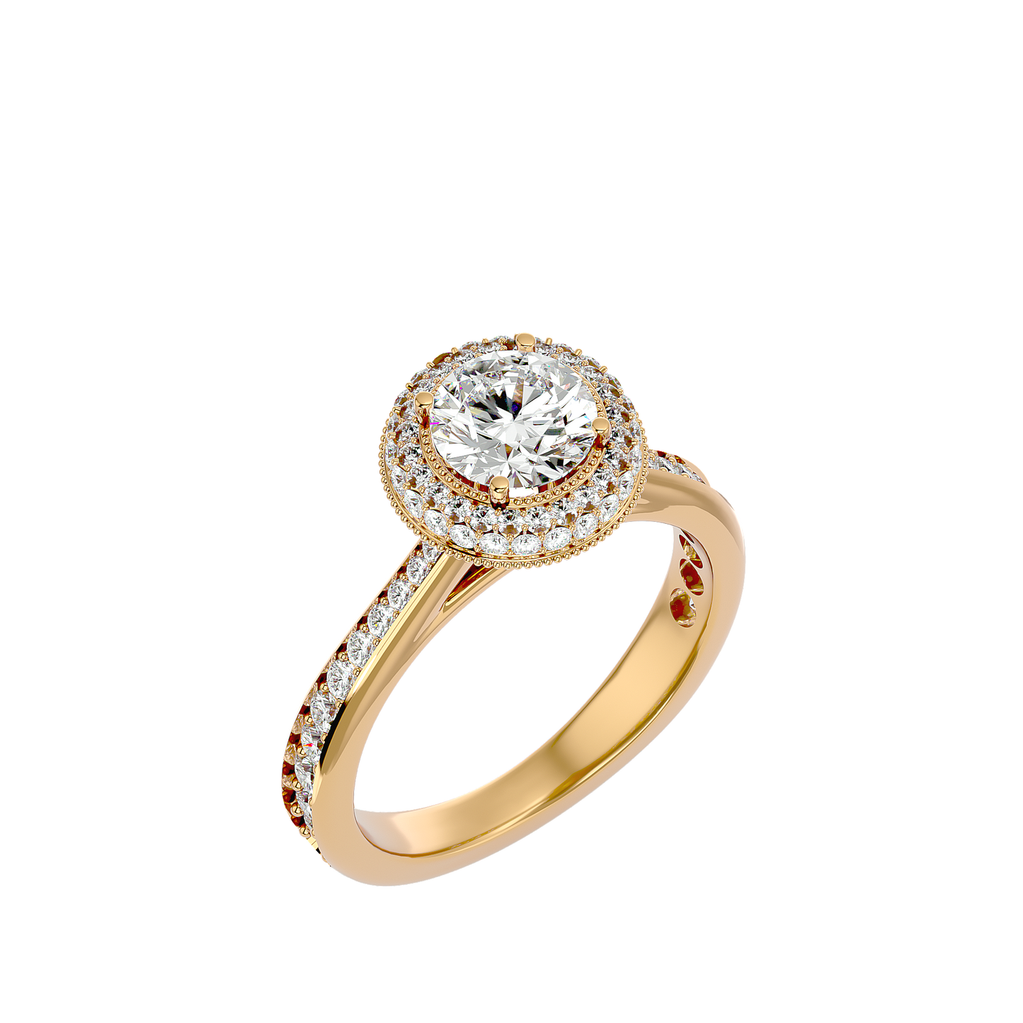 Vermeil Round Moissanite Lab Diamond Double Halo Ring