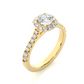 Round Halo Moissanite Lab Diamond Vermeil Engagement Ring