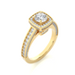 Cushion Halo Moissanite Lab Diamond Vermeil Ring