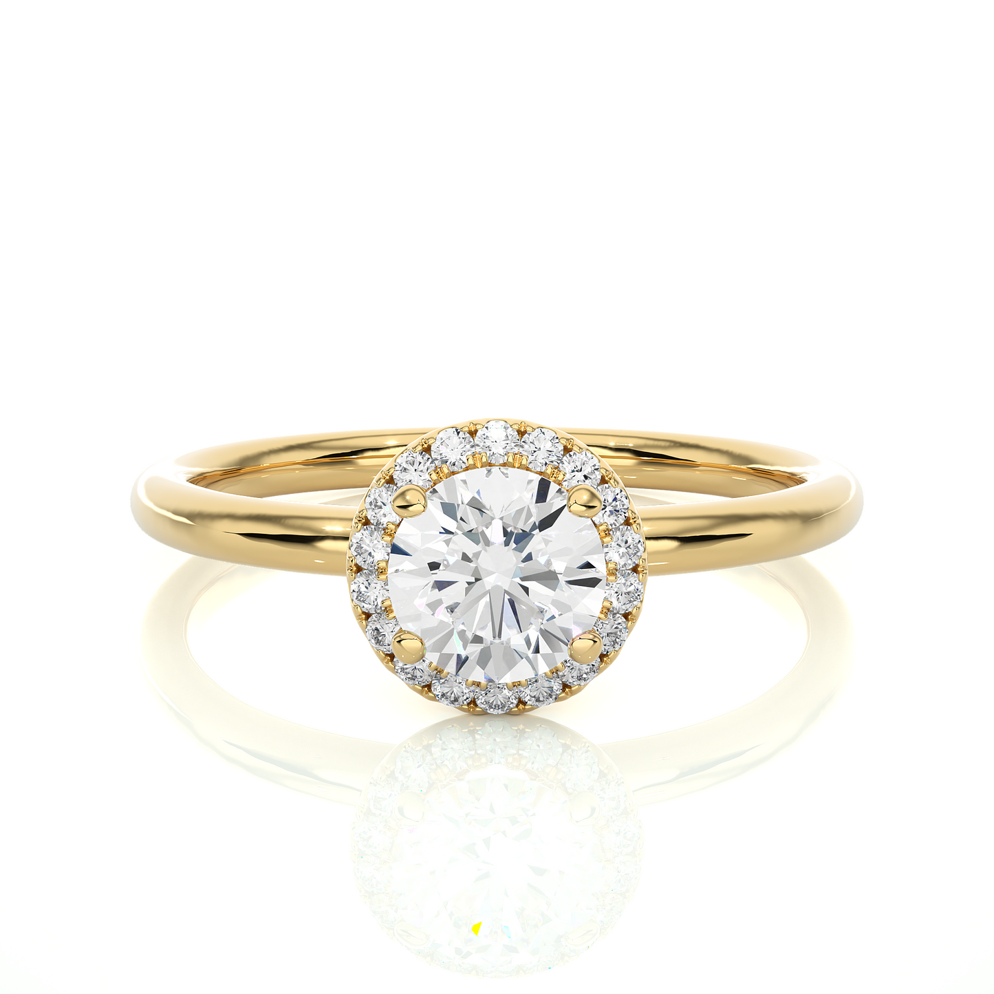 Elegant Halo Moissanite Lab Diamond Vermeil Ring