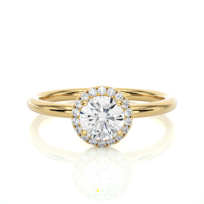 Elegant Halo Moissanite Lab Diamond Vermeil Ring