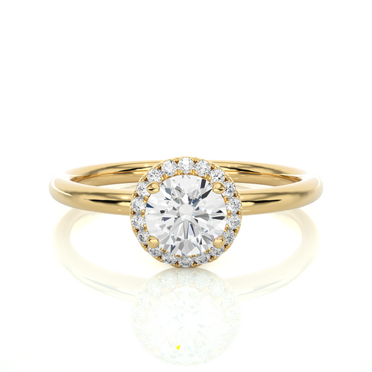 Elegant Halo Moissanite Lab Diamond Vermeil Ring