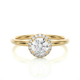 Elegant Halo Moissanite Lab Diamond Vermeil Ring