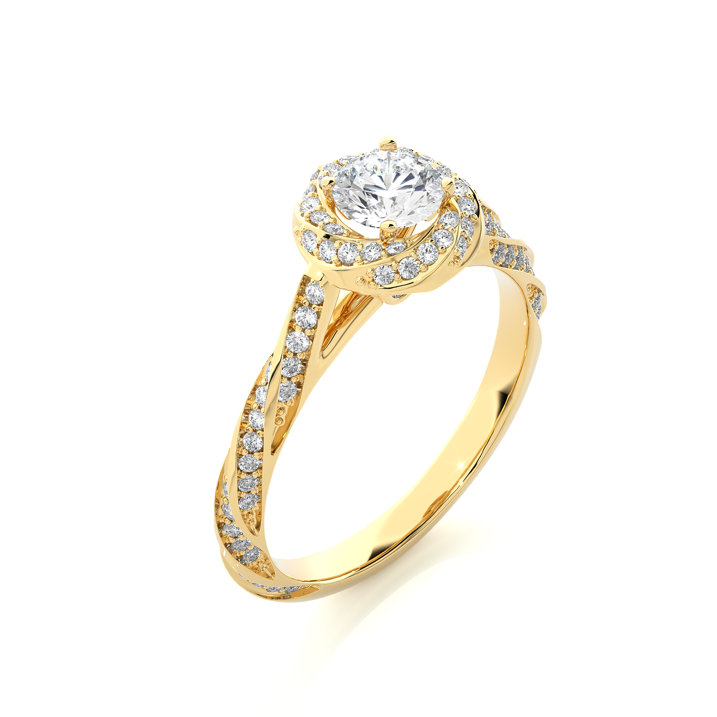 Twisted Halo Moissanite Lab Diamond Vermeil Ring