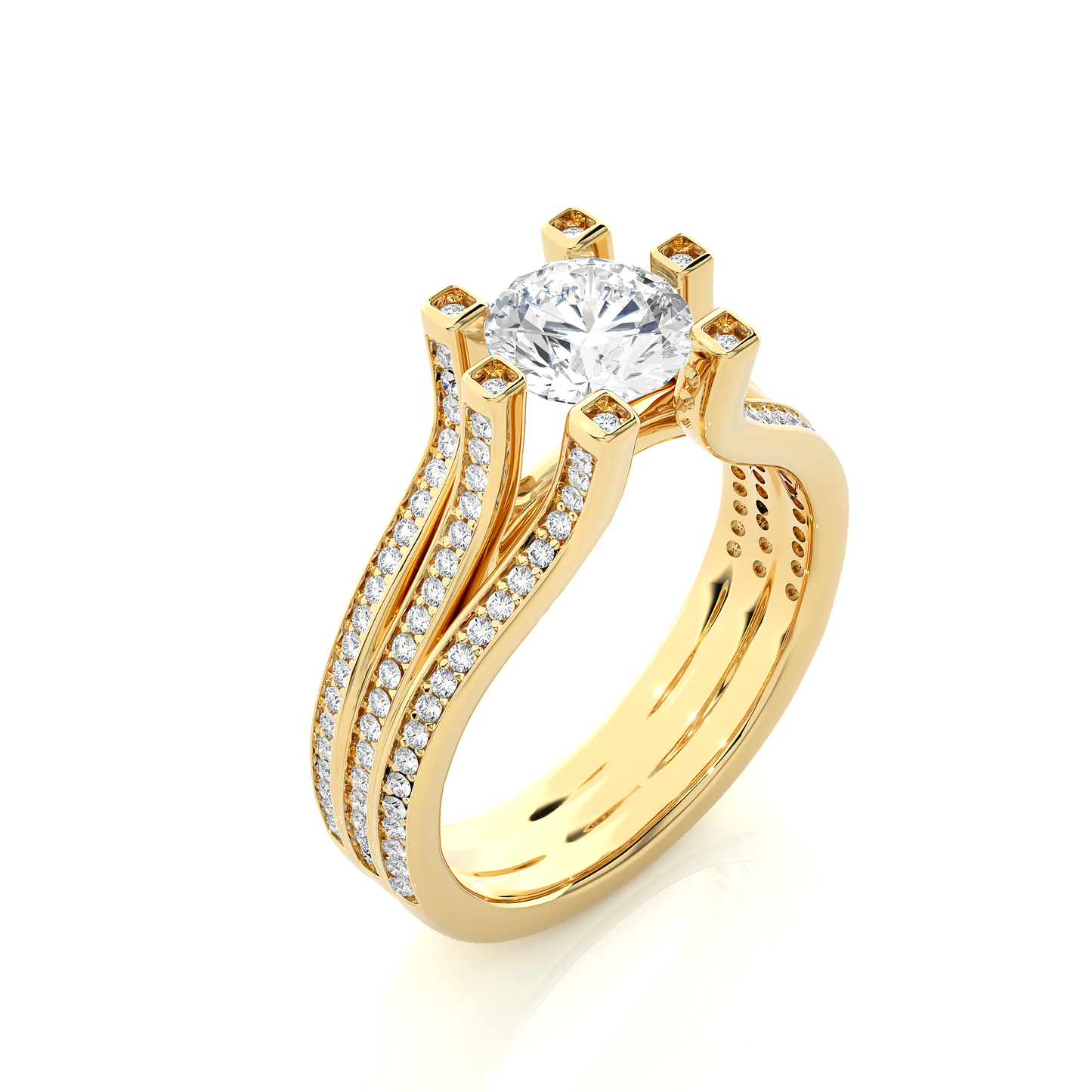 Bold Multi Row Moissanite Lab Diamond Vermeil Statement Ring