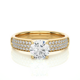 Lab Diamond Moissanite Round Solitaire Pave Engagement Ring
