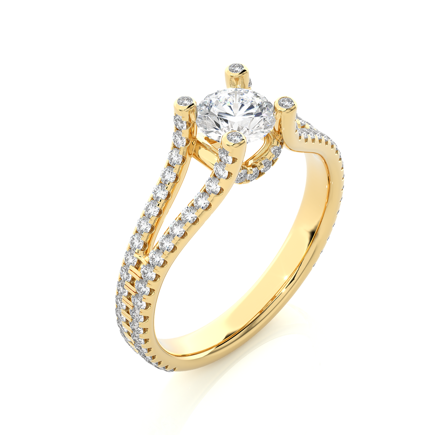 Elegant Split Shank Moissanite Lab Diamond Vermeil Ring