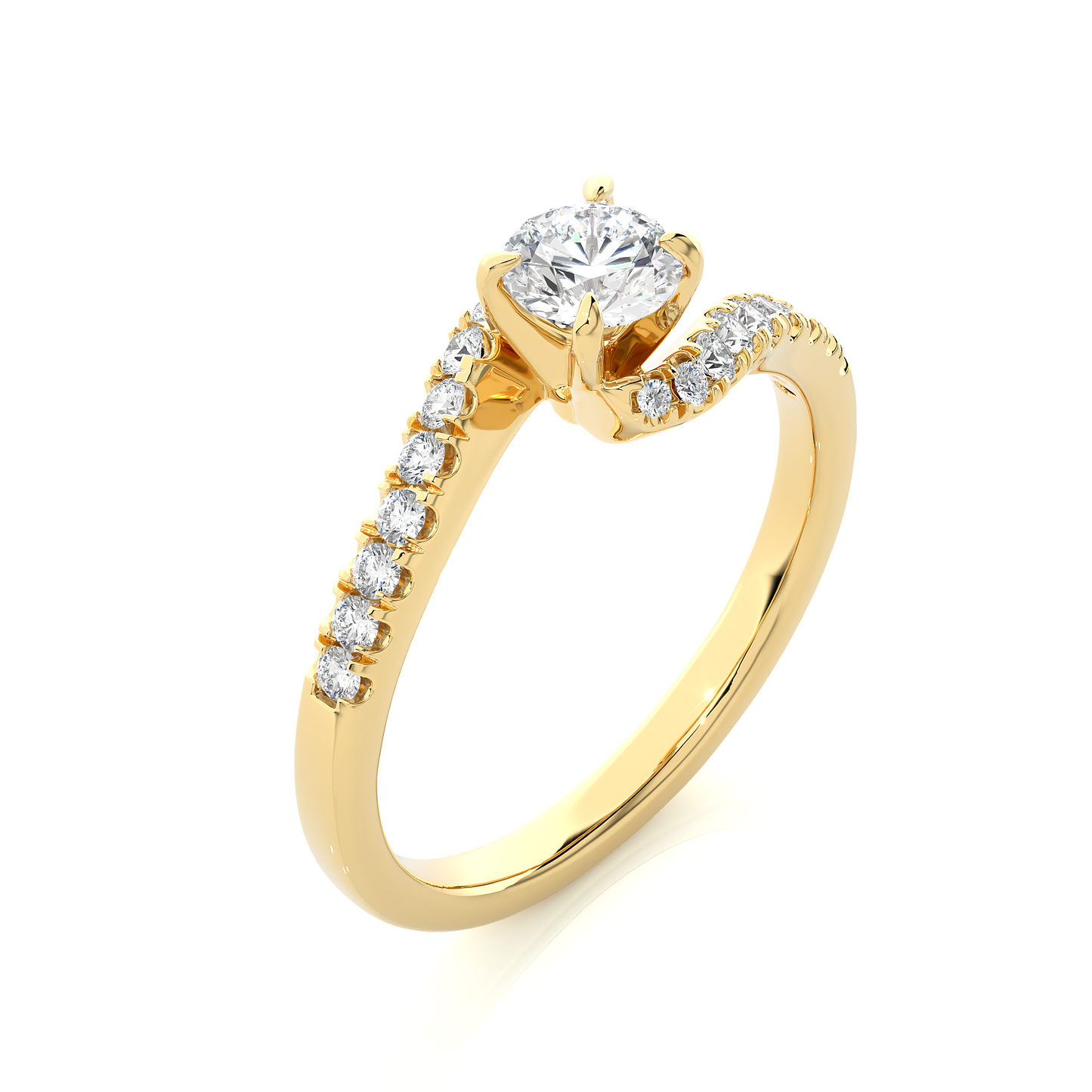 Twist Style Vermeil Moissanite Lab Diamond Engagement Ring