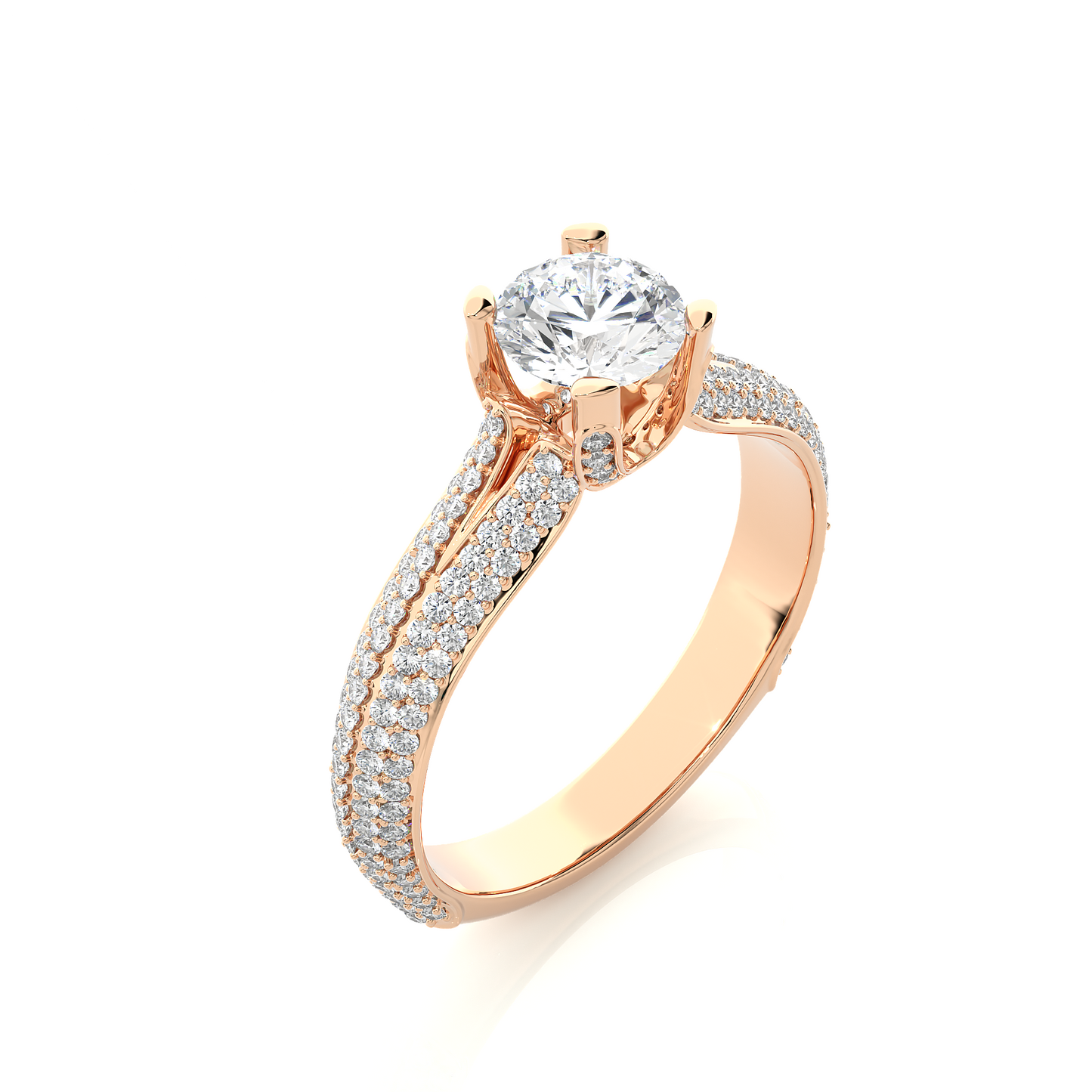 Double Pavé Split Shank Moissanite Diamond Vermeil Ring