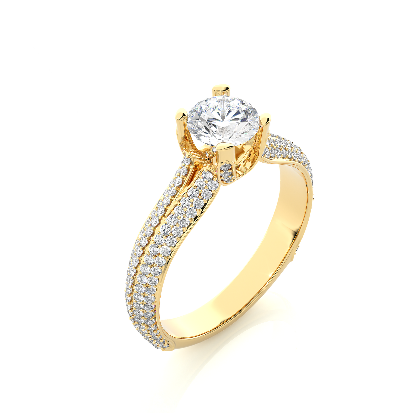 Double Pavé Split Shank Moissanite Diamond Vermeil Ring