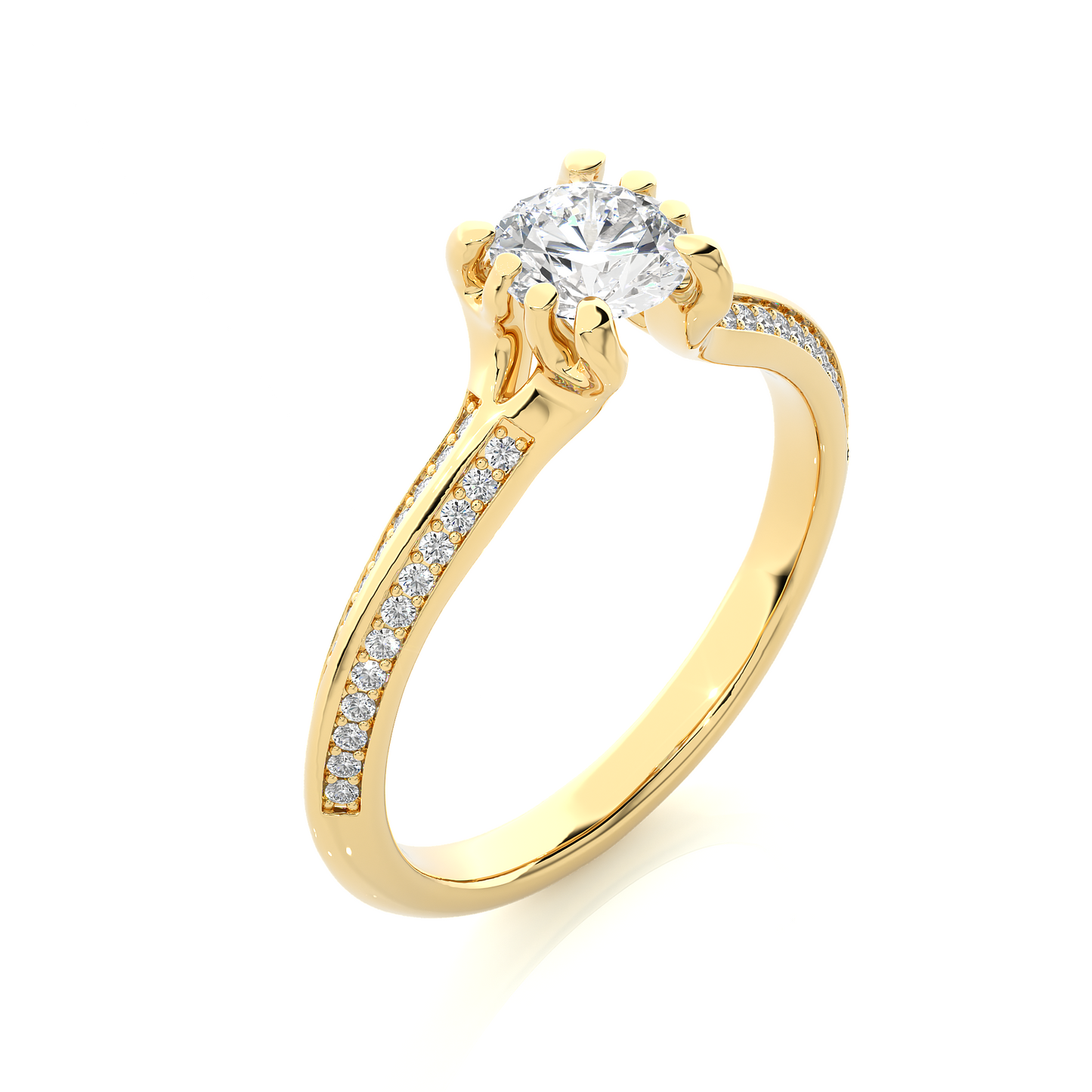 Elegant Radiance Round Cut Moissanite Vermeil Engagement Ring