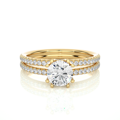 Twin Band Pavé Moissanite Lab Diamond Vermeil Ring