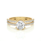 Twin Band Pavé Moissanite Lab Diamond Vermeil Ring