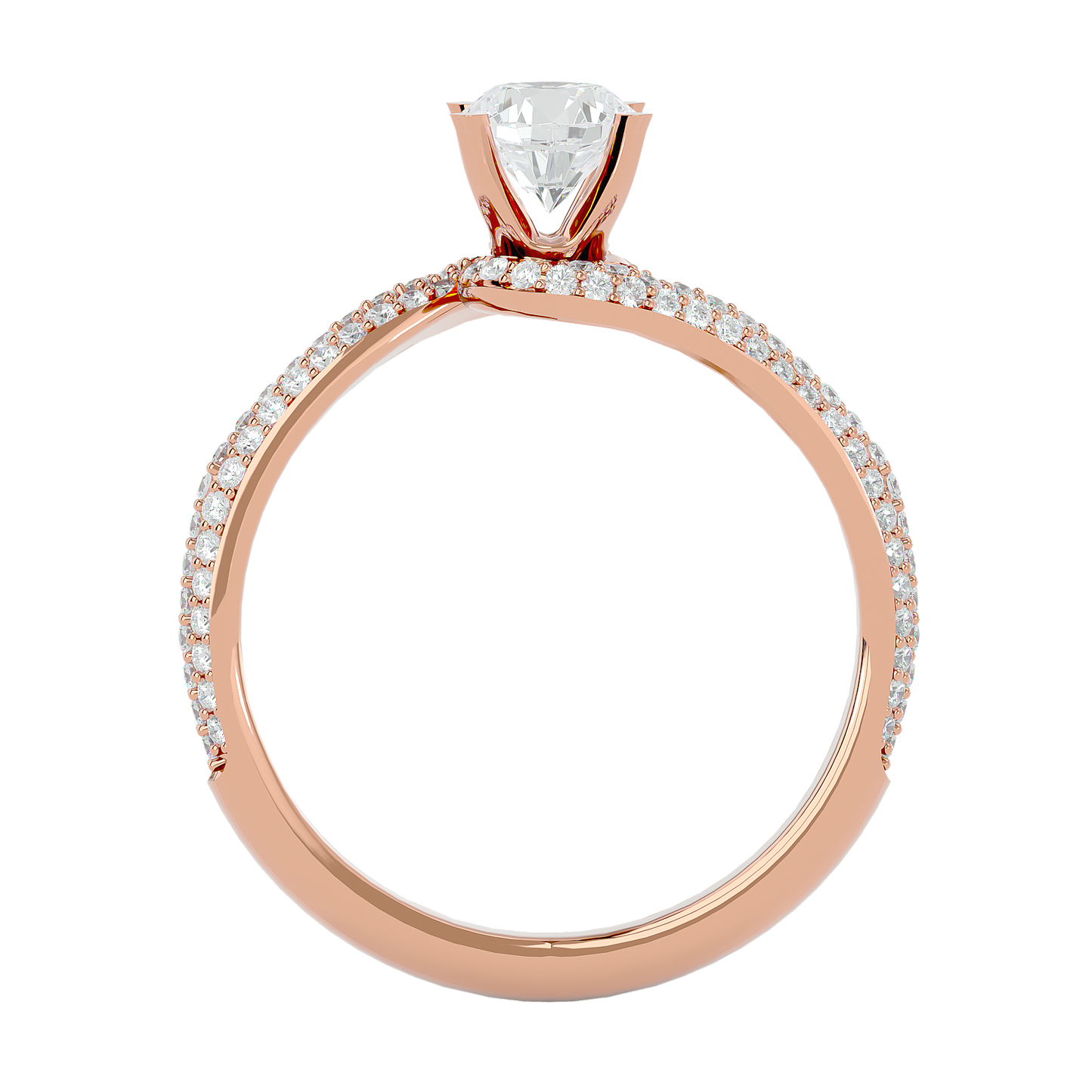 Twisted Halo Moissanite Lab Diamond Vermeil Ring