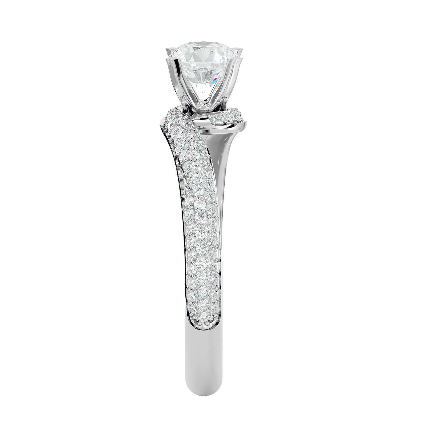 Twisted Halo Moissanite Lab Diamond Vermeil Ring