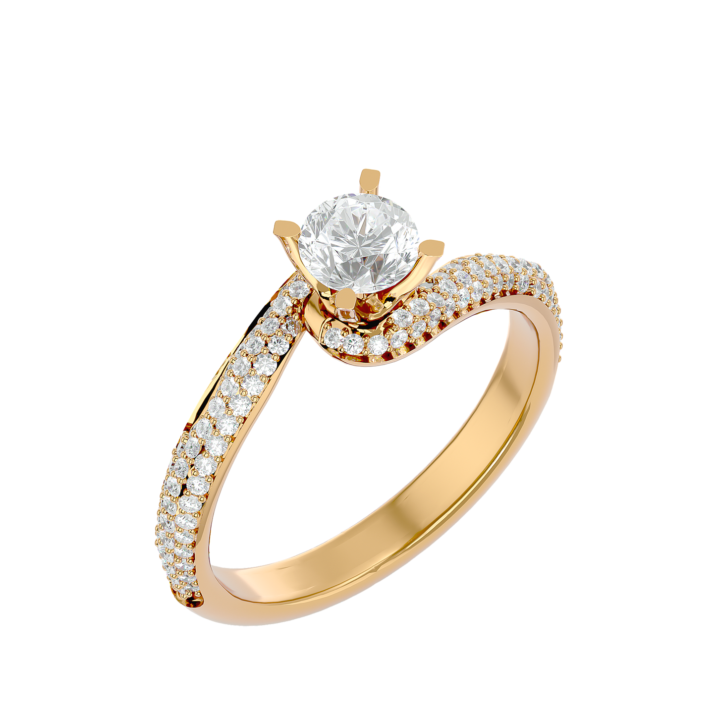 Twisted Halo Moissanite Lab Diamond Vermeil Ring