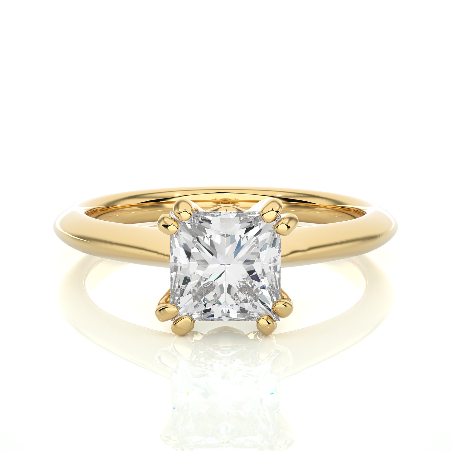 Princess Cut Vermeil Moissanite / Lab Grown Engagement Ring