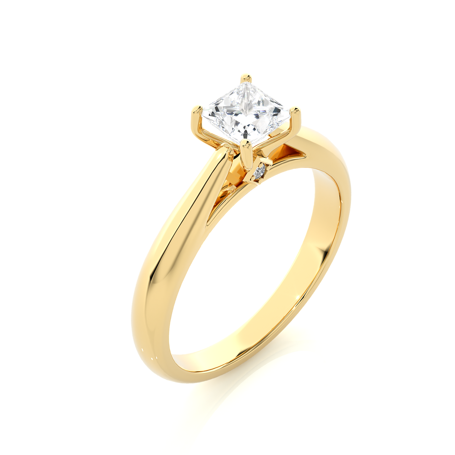 Princess Cut Solitaire Moissanite Lab Diamond Vermeil Ring