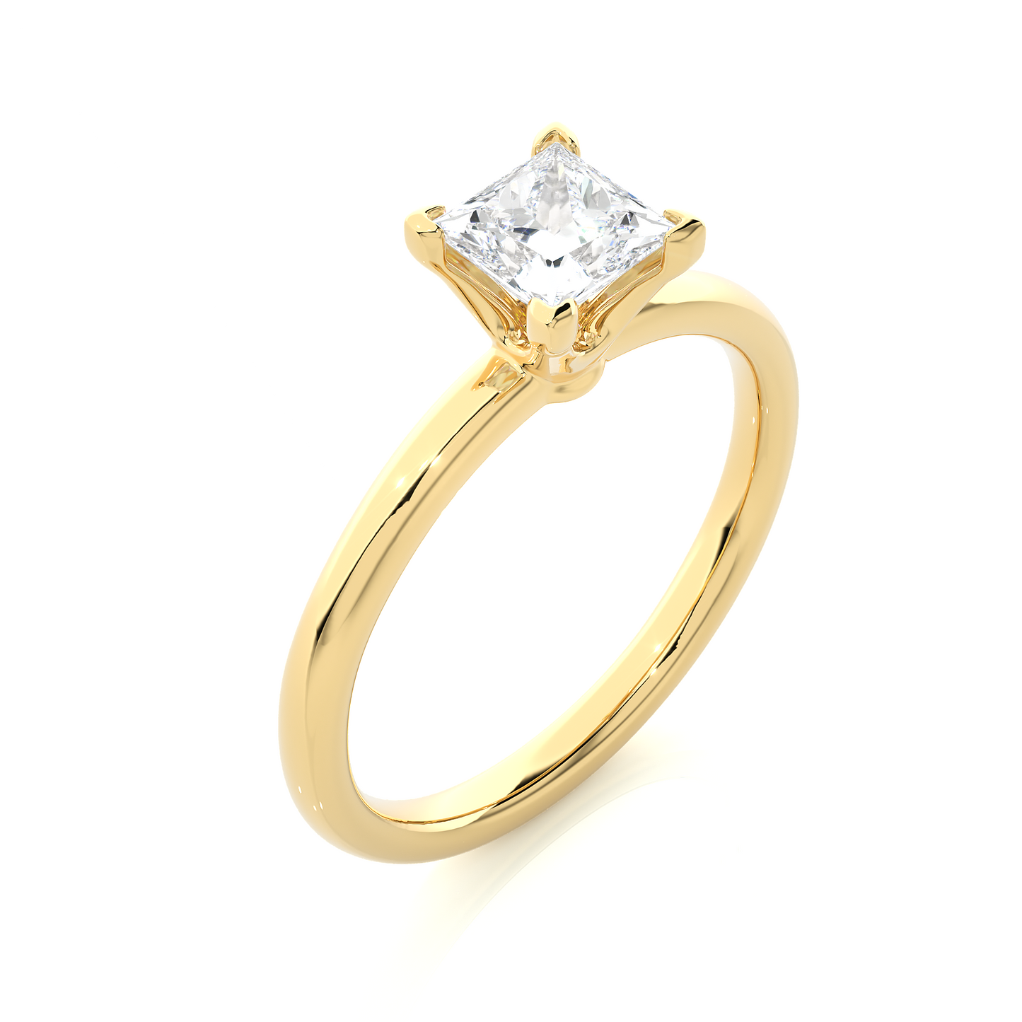 Princess Cut Vermeil Moissanite Lab Diamond Engagement Ring