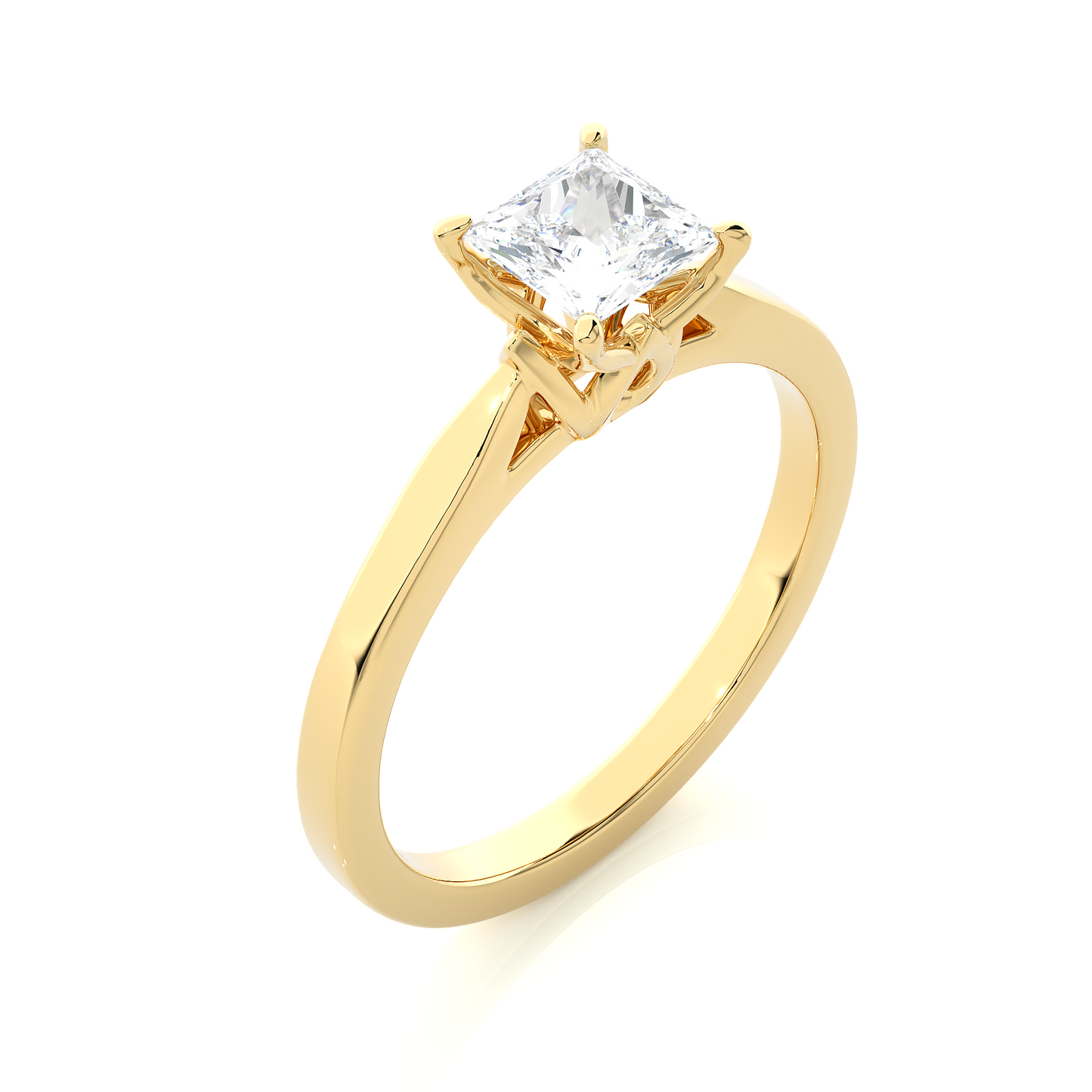 Princess Cut Moissanite Lab Diamond Vermeil Engagement Ring