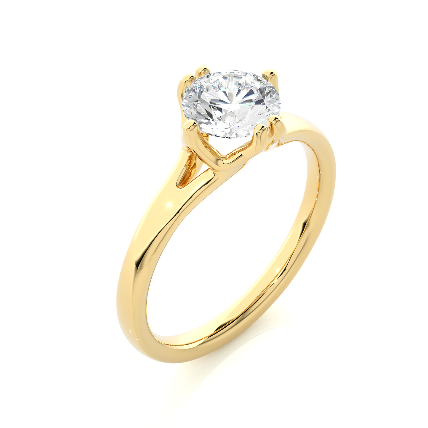 Classic Round Solitaire Vermeil Lab Moissanite Engagement Ring