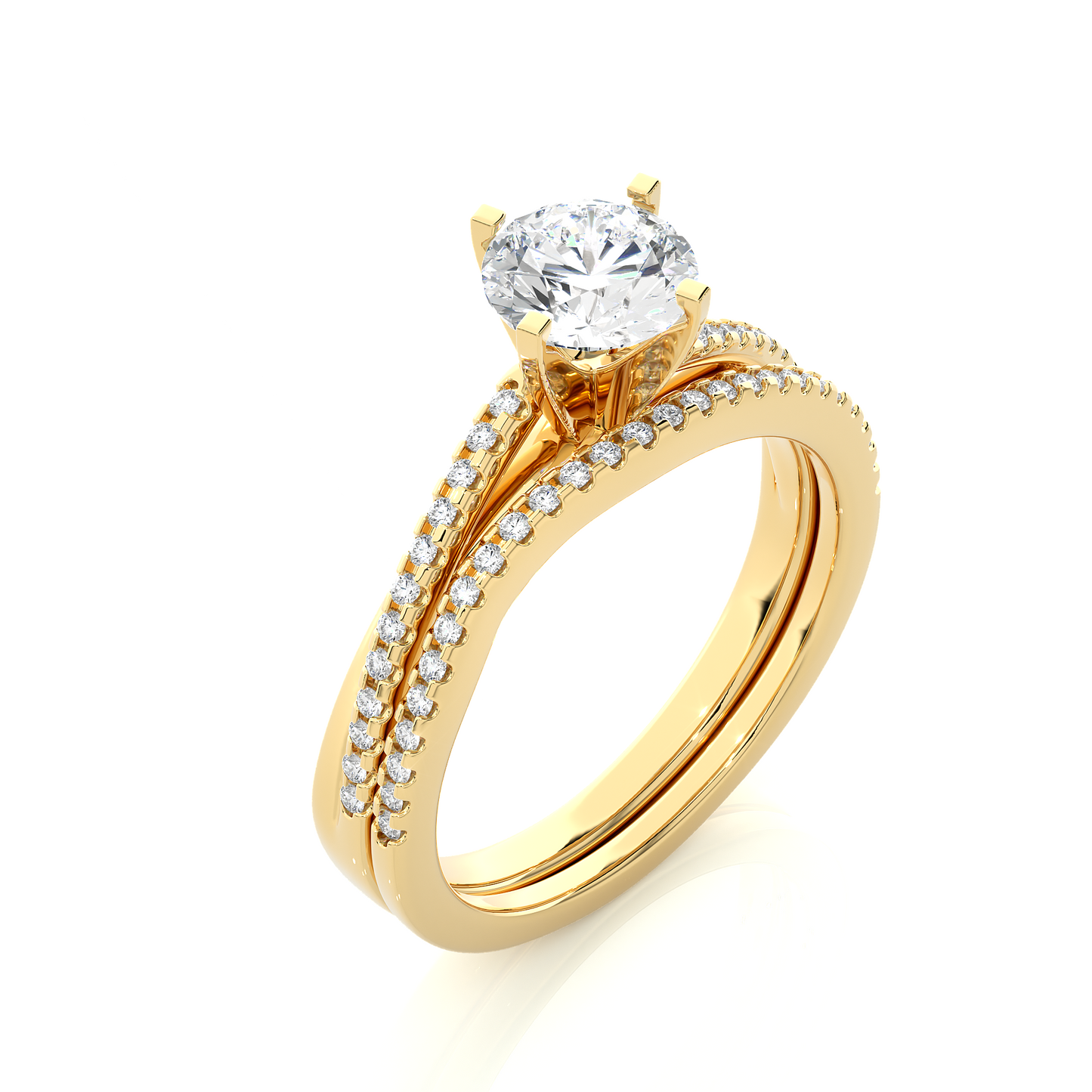 Elegant Twisted Band Vermeil Diamond Engagement Ring