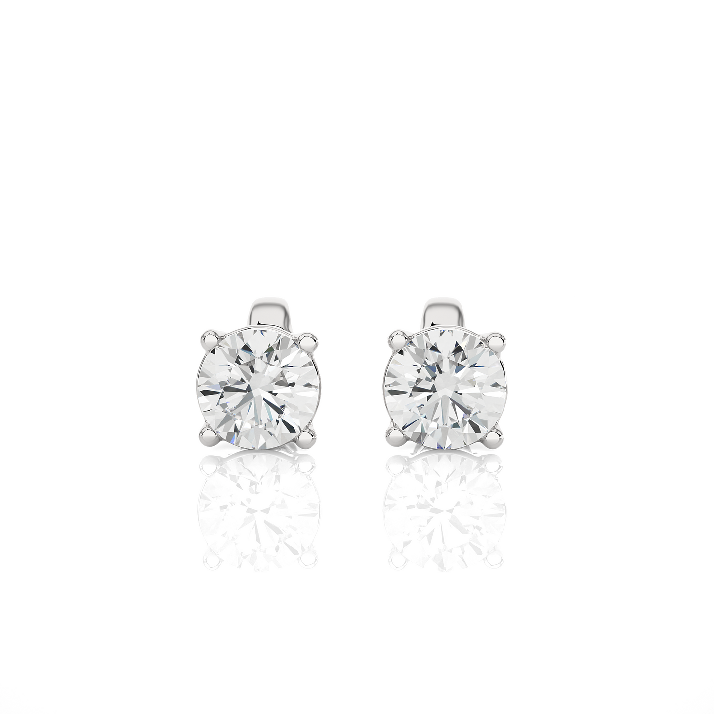 Classic Round Lab Diamond Solitaire Stud Earrings.