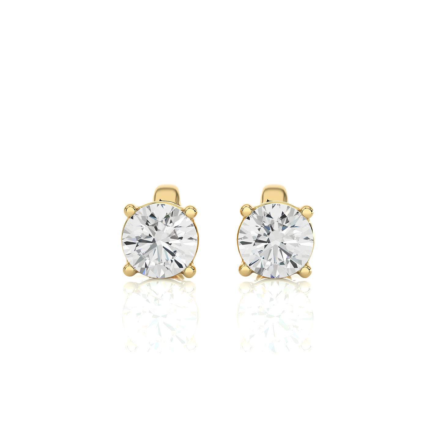 Classic Round Lab Diamond Solitaire Stud Earrings.