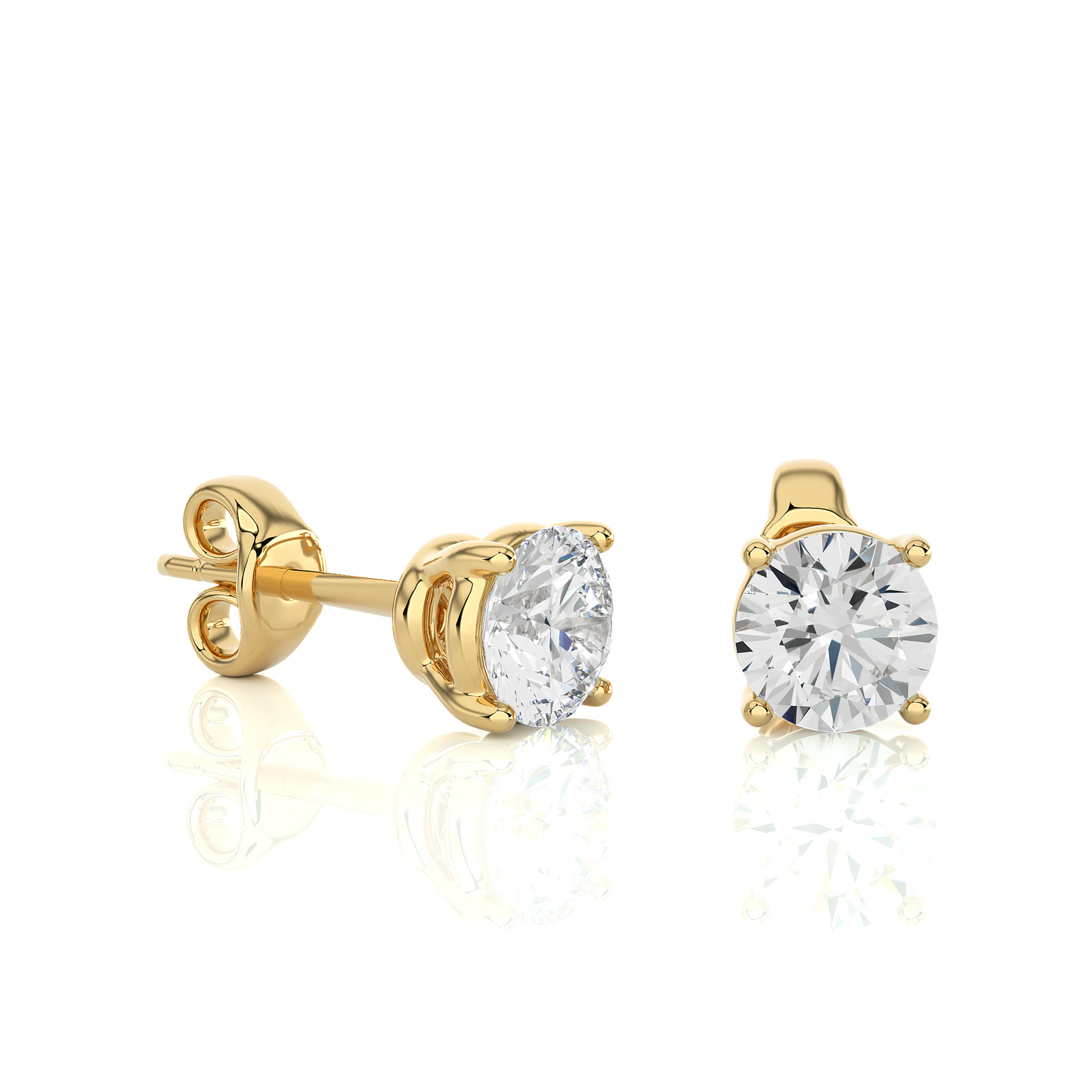 Vermeil Round Lab Moissanite Diamond Earrings