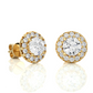 Vermeil Round Halo Moissanite Lab Diamond Stud Earrings