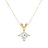 Vermeil Gold Princess Moissanite Diamond Solitaire Pendant Necklace